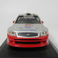 Hyundai Accent WRC die-cast rally model car - rear spoiler missing - scale 1/43