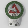 Vintage Road Safety car badge No. 1653 for 20 years accident free