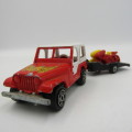 Majorette # 266 Jeep with motorcycle trailer