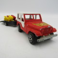 Majorette # 266 Jeep with motorcycle trailer