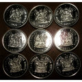 Nine (x9) Proof Silver Rand between 1972 and 1979 (Collection 1 of 2)