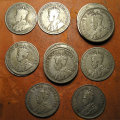 Seventeen (x17) King George V Silver 2 1/2 Shillings