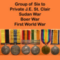Group of 6 Medals: Queen's & Khedives Sudan; Boer War QSA & KSA; WWI War & Victory