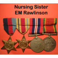 WW2 Group of 4  to Nursing Sister EM Rawlinson SA Medical Nursing Services