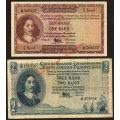 RSA: One Rand and Two Rand Banknotes MH de Kock