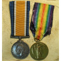 WWI War and Victory Medal Pair, T.F. de Beer, 7th SAI