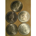 Union 1951, 1953, 1954, 1957, 1958 Silver 2½ Shillings