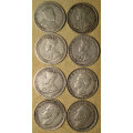 Australia: 1910-1945 Eight (x8) 92.5% Silver Sixpences