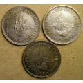 Three (x3) 1952 King George VI Silver 5 Shillings * Bid per Coin to Take All Three*