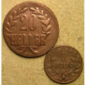 German East Africa 1916-T 20 Heller & 1907-J Heller