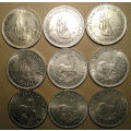 Nine (x9) Silver 5 Shillings / 50 Cents * Bid per Coin to Take All ** 1 of 2 *