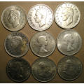 Nine (x9) Silver 5 Shillings / 50 Cents * Bid per Coin to Take All ** 1 of 2 *