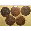 Collection of Early 19th Century Copper Coins from India and the Far East