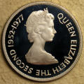 St. Helena: Proof Silver Crown (25 Pence) for the Silver Jubilee of Queen Elizabeth II in 1977