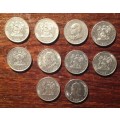 Early SA R1 coins - all different dates (x 10)