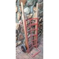 Vintage wood framed trolley - very heavy. Used for carting wool bales?