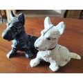 Whiskey advertising - metal black and white dogs (12cm high)