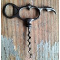 Vintage finger pull corkscrew / cork screw and bottle opener