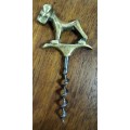Antique two finger pull brass cork screw / corkscrew