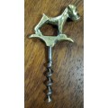 Antique two finger pull brass cork screw / corkscrew