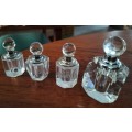 Range of small cut glass perfume bottles (X4)