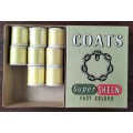 Vintage boxed Cotton thread / Coats Super Sheen (Yellow  x 8)