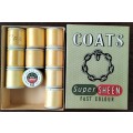 Vintage boxed Cotton thread / Coats Super Sheen (Golden x 10)