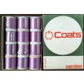 Vintage boxed Cotton thread / Coats Super Sheen (purple x 12)