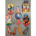 Vintage tin toy collection of whistles and clickers (x11)