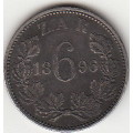 ZAR Silver 1896 Six Pence BF