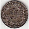 Switzerland 1910 Half franc XF