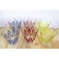 Vintage Retro French Reims Harlequin Juice Glasses - Set of Six - Made in France