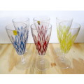Vintage Retro French Reims Harlequin Chanpagne Glasses - Set of Six - Made in France
