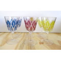 Vintage Retro French Reims Harlequin Port Glasses - Set of Six - Made in France
