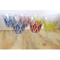 Vintage Retro French Reims Harlequin Port Glasses - Set of Six - Made in France