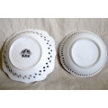 Two Lovely Porcelain Trinket Bowls with lacey rims. 140mm and 12,5mm diameter.