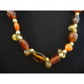 Lovely vintage Autumn coloured Beads Necklace. 60cm.
