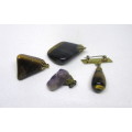 Lot of Four Semi Prescious Stones. Three Pendants and one Brooch. As per Photo.