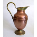 Two Tone Vintage Yellow and Red Copper Pitcher. Lovely item.