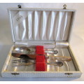 Vintage Keepsake Silverplate Toddler 3 Piece Feeding set. Engraved. Refer Knife handle and box.