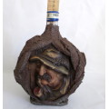 Interesting Vintage Wine Bottle with Old Sailors Face. As per Photo.
