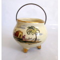 Vintage Majolica Hand Painted Glazed Pottery Potjie. No cracks no Chips. 6cm high.