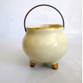 Vintage Majolica Hand Painted Glazed Pottery Potjie. No cracks no Chips. 6cm high.