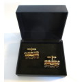 Vintage Gold Colored Cufflinks in Box.