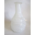 Vintage Milk Colored Lass Vase with Embossed Pattern. 18cm high.