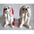 Large Vintage Set of Two Glazed Ceramic Dog Figurenes. Cute. 17cm high