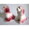 Large Vintage Set of Two Glazed Ceramic Dog Figurenes. Cute. 17cm high