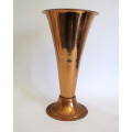 VIntage Stylish Red Copper Flute Flower Vase. 23cm high.
