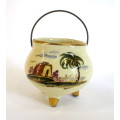 Vintage Porcelain `Drie Been Potjie` Majolica Souvenier