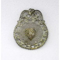 Vintage Silver Filigree Pendant with Golden Engraved Detail in Centre.
